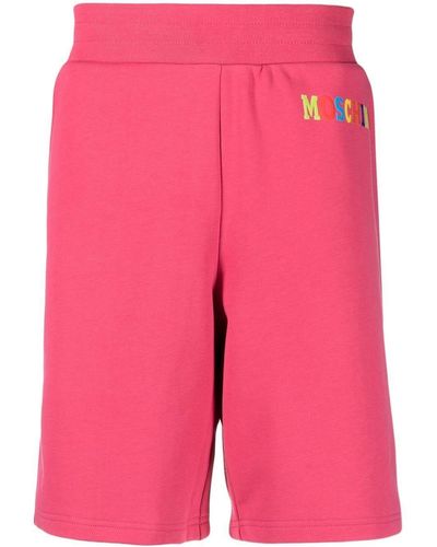 Moschino Pantalones cortos con logo estampado - Rosa