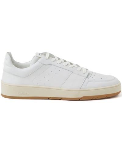 Closed Panelled Leather Low-top Trainers - White
