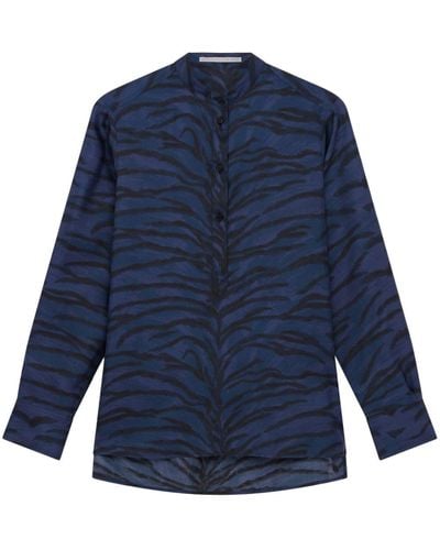 Stella McCartney Tiger-print Silk Shirt - Blue