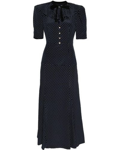 Alessandra Rich Polka Dot Long Kleid - Blau