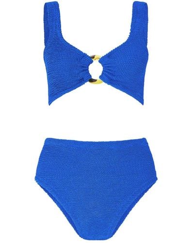 Hunza G Nadine Seersucker-Bikini - Blau