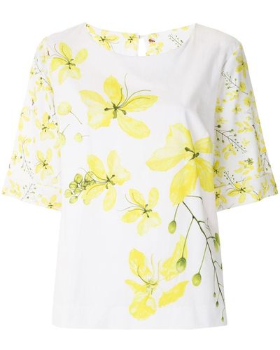 Isolda Floral-print Short-sleeved Top - White