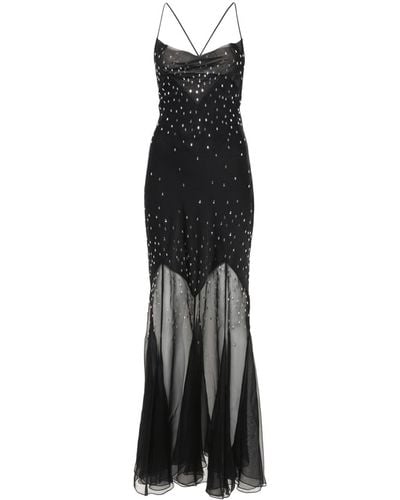 Rabanne Maxi-jurk Verfraaid Met Kristallen - Zwart