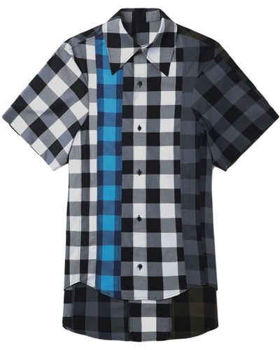 Adererror Ombré-check Short-sleeve Shirt - Blue