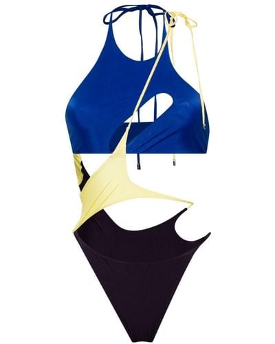 The Attico Cut-out Asymmetric Swimsuit - Blue