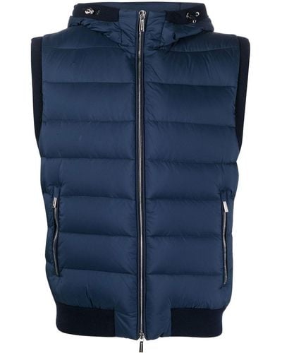 Moorer Quilted-finish Padded Gilet - Blue