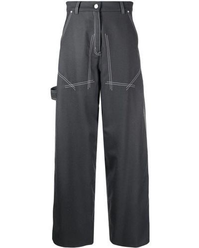 Stella McCartney Pantalon ample à poches plaquées - Gris