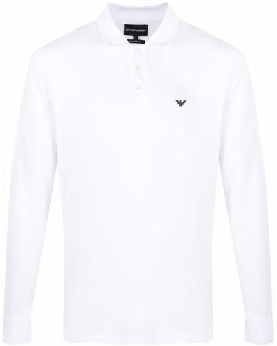Emporio Armani ロゴ ロングスリーブポロシャツ - ホワイト