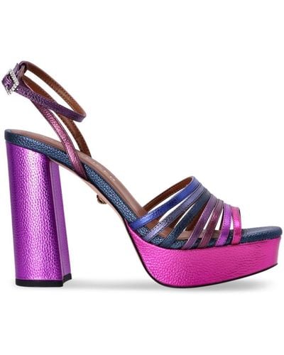 Kurt Geiger Pierra Metallic-leather Platform Sandals - Purple