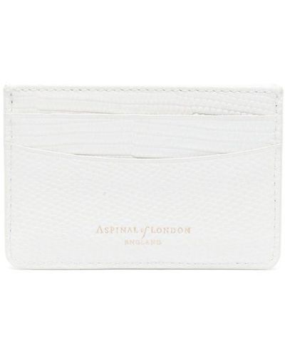 Aspinal of London Lizard Skin-effect Leather Card Holder - White