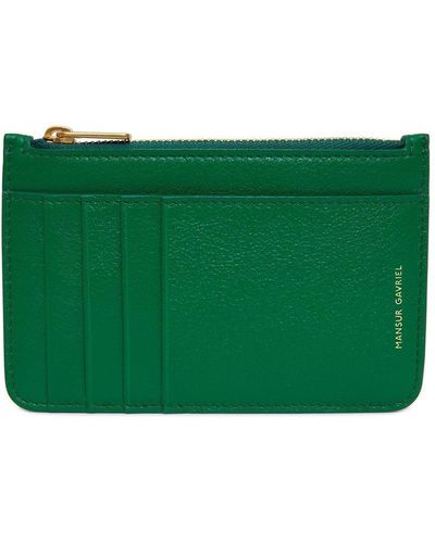 Mansur Gavriel Zip-top Leather Cardholder - Green