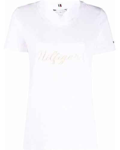 Tommy Hilfiger T-shirt girocollo con ricamo - Bianco