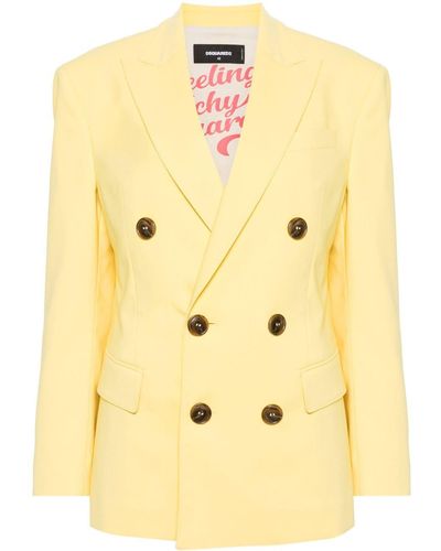 DSquared² Double-breasted Blazer - Yellow