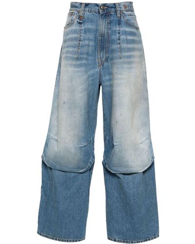 R13 Lockere Jeans im Used-Look - Blau