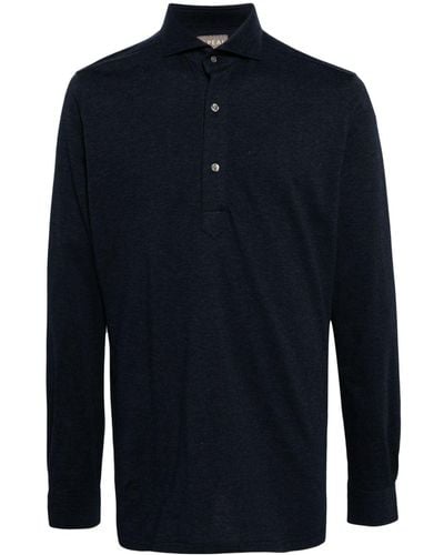 N.Peal Cashmere Marseille Long-sleeve Polo Shirt - Blue