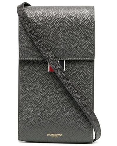 Thom Browne Pebbled Calf Leather Phone Holder - Gray