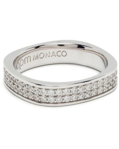 Apm Monaco Chunky Pavé Embellished Ring - White
