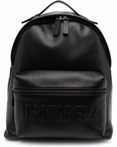 DSquared² Logo-embossed Leather Backpack - Black