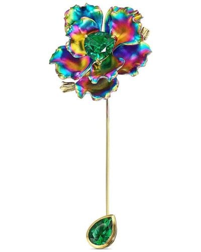 Anabela Chan 18kt Yellow Gold Bloom Emerald Pin - Blue