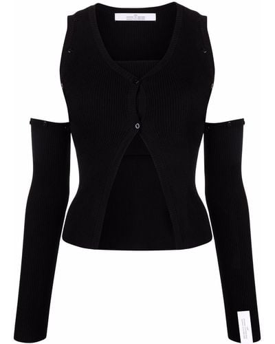 ROKH Cut-out Knitted Cardigan - Black