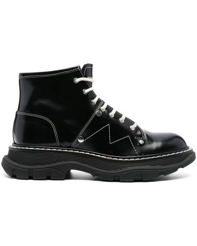 Alexander McQueen Crystal-embellished Leather Ankle Boots - Black