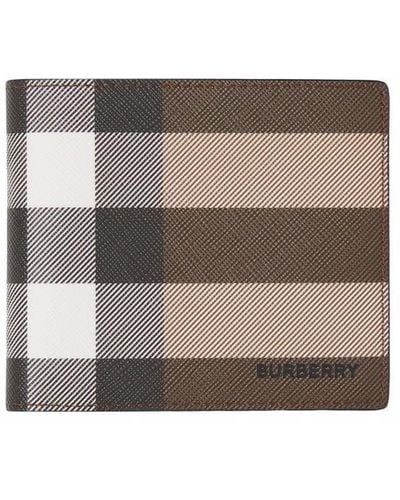 Burberry チェック 二つ折り財布 - グレー