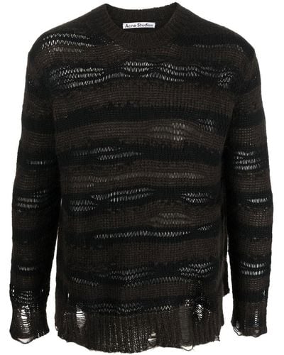 Acne Studios Distressed Stripe Sweater - Black