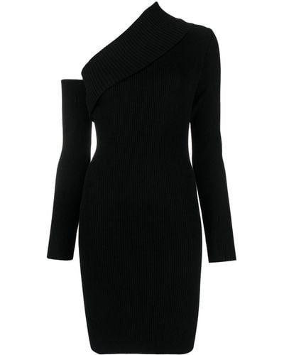FEDERICA TOSI Off-shoulder Ribbed-knit Dress - Black