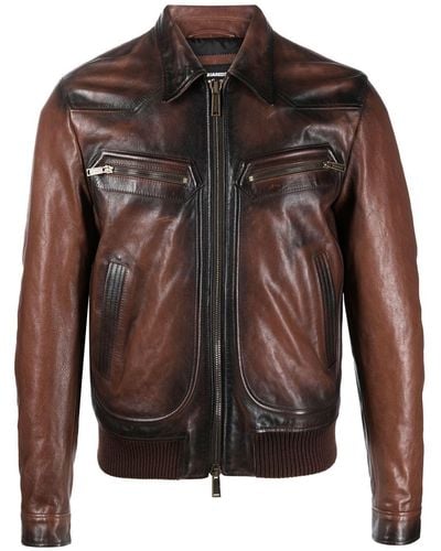 DSquared² Faded-effect Leather Jacket - Bruin