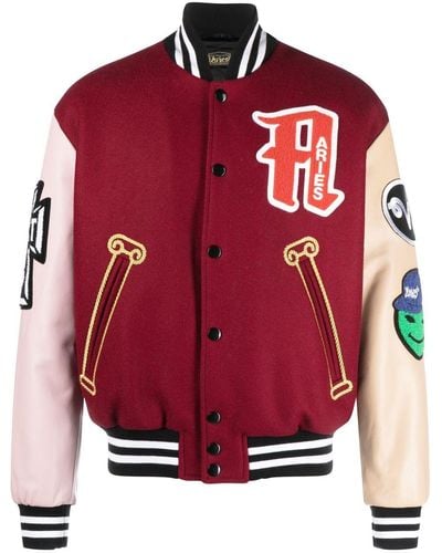 Aries Collegejacke mit Logo-Patch - Rot
