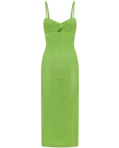 Nicholas Elora Crochet-knit Midi Dress - Green