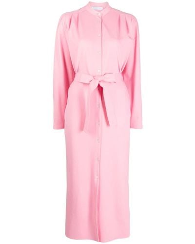 Harris Wharf London Belted Button-up Shirt Dress - Pink