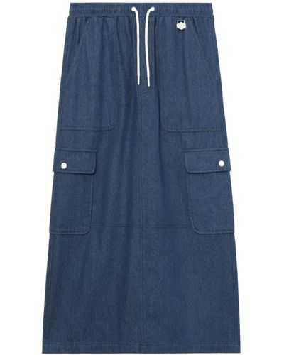 Chocoolate Elasticated-waist Denim Midi Skirt - Blue