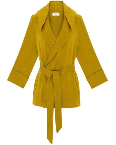 Saint Laurent Self-tie Hooded Jacket - Yellow