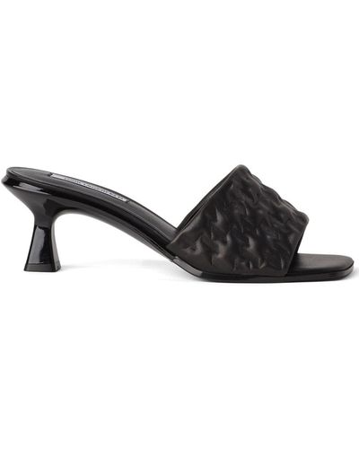 Karl Lagerfeld Monogram 50mm Leather Sandals - Black