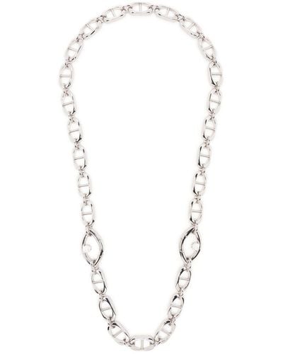 CAPSULE ELEVEN Chunky-chain Pearl-embellished Necklace - Metallic