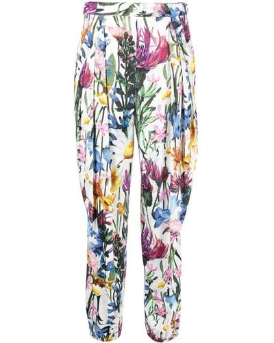 Stella McCartney Pantaloni affusolati a fiori - Bianco