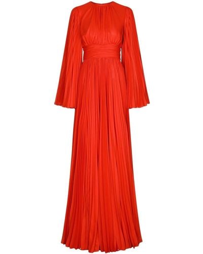 Dolce & Gabbana Slit-sleeved Pleated Gown - Red