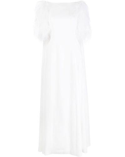 Huishan Zhang Hortense Feather-trim Gown - White