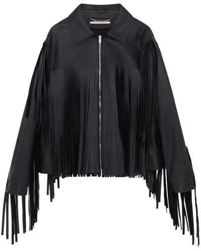 Stella McCartney Fringe-detail Zip-up Jacket - Black