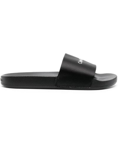 Calvin Klein Logo-embossed Slip-on Slides - Black