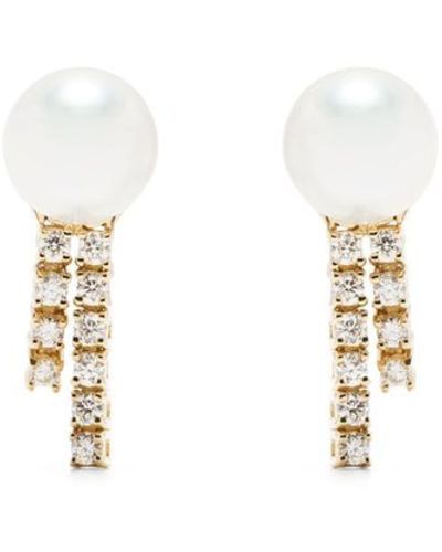 Mizuki 18kt Yellow Gold Pearl Earring - White