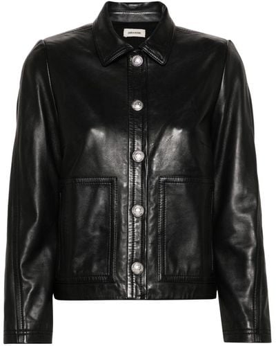 Zadig & Voltaire Litchi Leather Jacket - Black