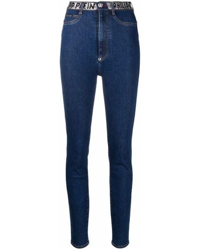 Philipp Plein Skinny-Jeans mit Logo - Blau