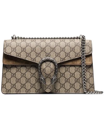 Gucci Dionysus Small Embellished Printed Coated-canvas And Suede Shoulder Bag - Brown