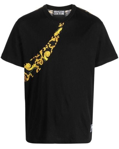 Versace Baroque-print Cotton T-shirt - Black