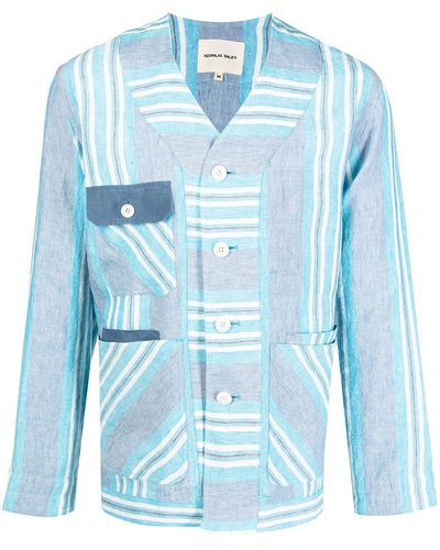 Nicholas Daley Striped Patch-pocket Work Cardigan - Blue
