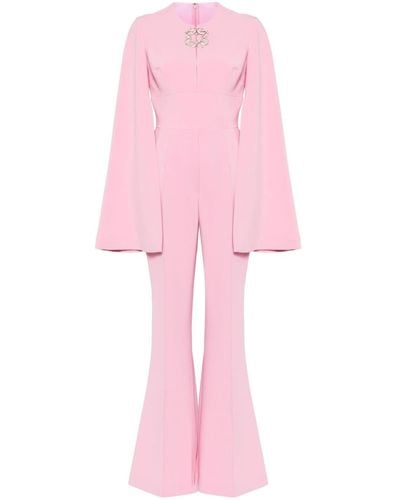 Elie Saab Logo-plaque Flared Jumpsuit - Pink