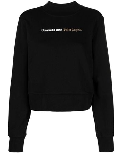 Palm Angels Sunset Cotton Sweatshirt - Black