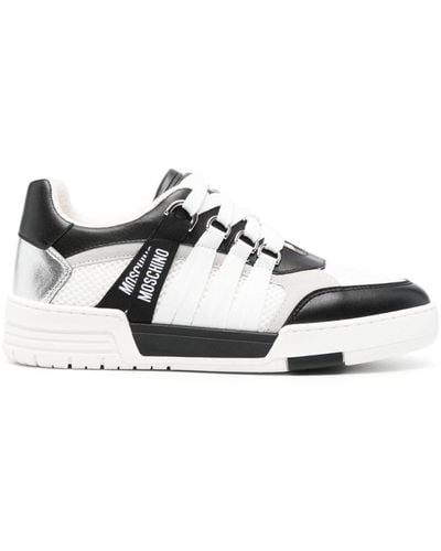 Moschino Logo-tape Leather Trainers - White
